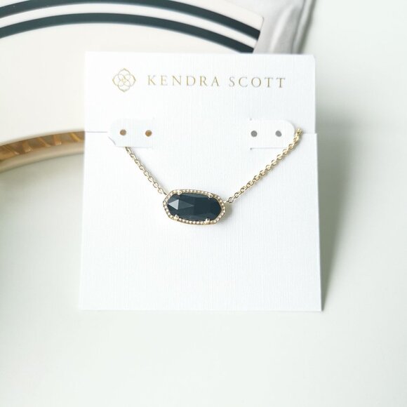 Kendra Scott Elisa Gold Black Opaque Glass Necklace - Picture 3 of 4